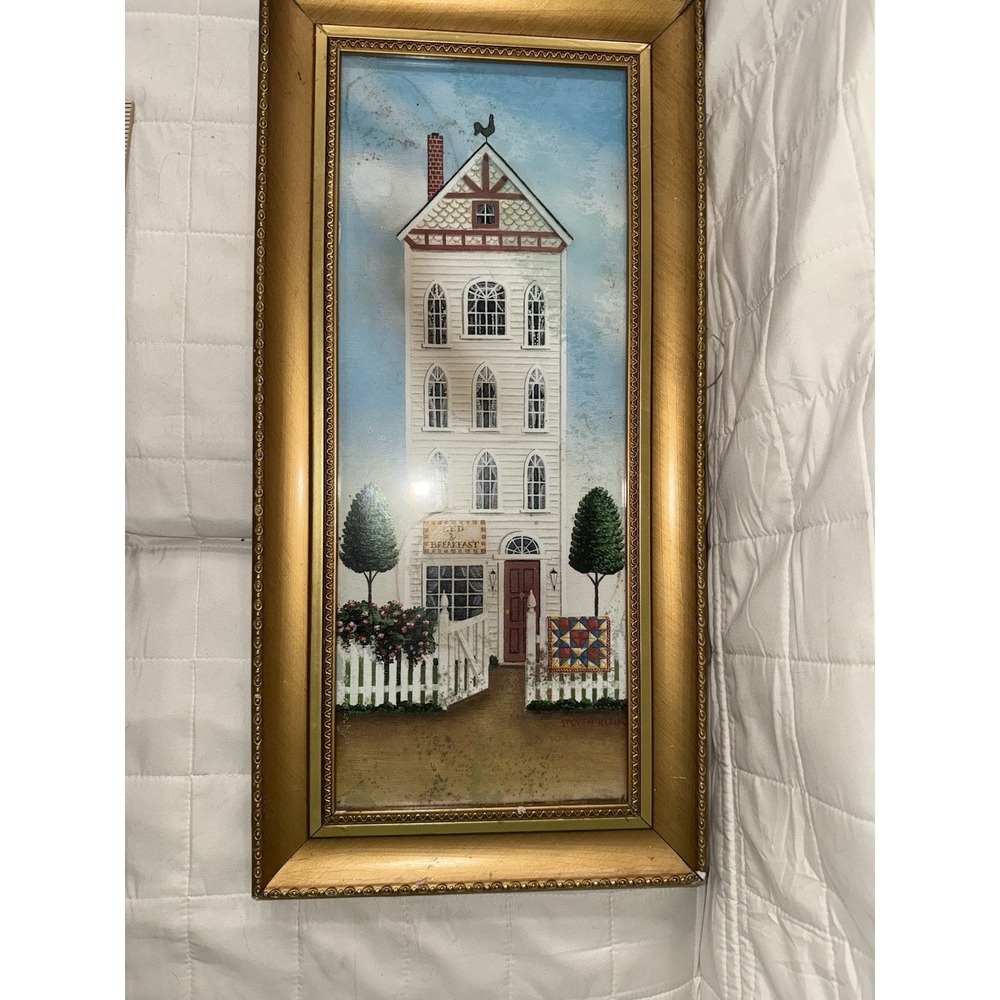 Steven Klein Framed Art Bed Breakfast 24x11 Defects Shown In Pictures Folk Art